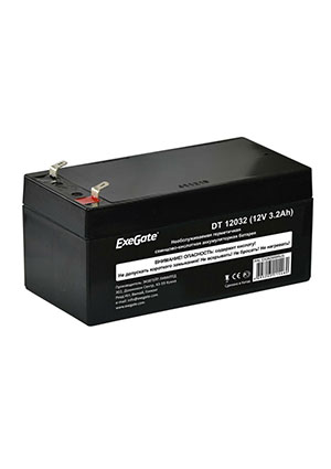 ExeGate АКБ ExeGate DT 12032 (12V 3.2Ah, клеммы F1), Аккумулятор свинцовый 12В-3.2Ач 135х67х61, клеммы F1 аккумуляторы свинцовые