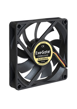 ���������� ExeGate ExtraSilent ES08015S3P, 80x80x15 ��, ��������� ����, ���������� 12� ExtraSilent,