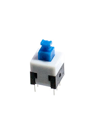 Gangyuan PB22E08431-0506, кнопка с фиксацией 8мм 30В 0.1A (B170G) (=MPS-800-G ) 8*8mm, blue stem, white co кнопки миниатюрные