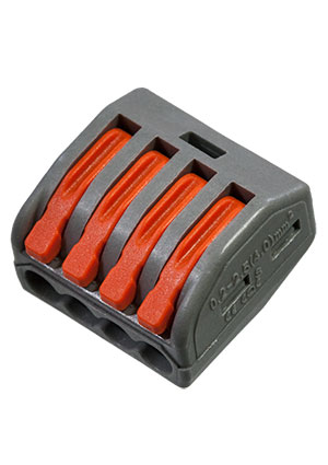 Rexant 07-5254-4, Универсальная клемма СМК 222-414, 4-проводная серая 0,08-2,5/4 мм клеммные зажимы