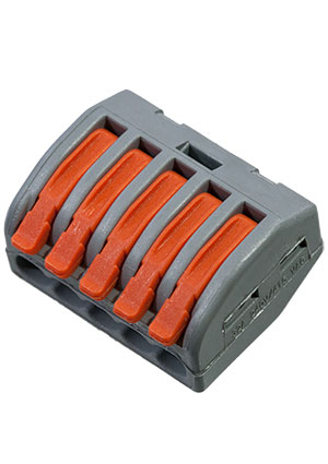 Rexant 07-5255-4, Универсальная клемма СМК 222-415, 5-проводная серая 0,08-2,5/4 мм клеммные зажимы