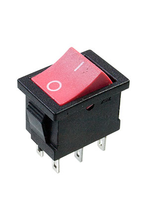 JH KCD2-202, переключатель 6А 250В ON-ON 6 контактов красный переключатели клавишные