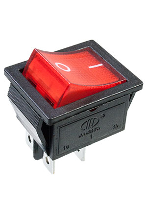 KLS L-KLS7-007-21/N-C-2-RE/BK-P2, переключатель клавишный 2хON-OFF с красной подсветкой 250В 16A (аналог переключатели клавишные