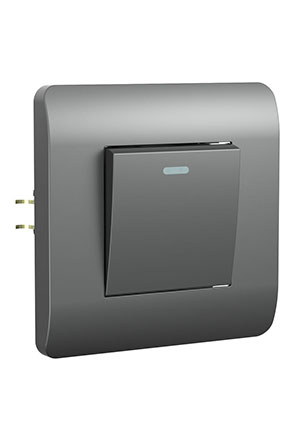 CHINT 431403, (NEW3-E) Выключатель 1-клавишный без фиксации с подсветкой, 10А, серебряный выключатели