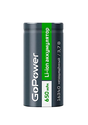 GoPower Аккумулятор Li-ion 16340 PK1 3.7В 650мАч без защиты аккумуляторы