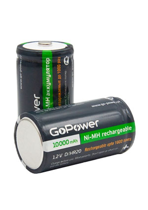 GoPower Аккумулятор бытовой HR20 D BL2 NI-MH 10000мАч аккумуляторы