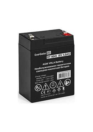 ExeGate DT 6045, Аккумулятор свинцовый 6B-4.5Ач 70х47х107, клеммы F1 аккумуляторы свинцовые