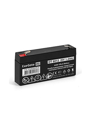 ExeGate DT 6012, Аккумулятор свинцовый 6B-1.2Ач 97x24x58, клеммы F1 аккумуляторы свинцовые
