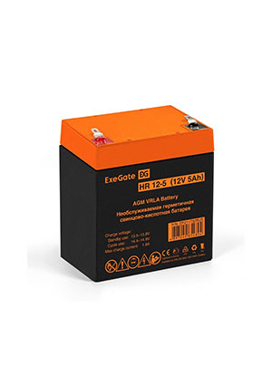 ExeGate HR 12-5, Аккумулятор свинцовый 12В-5Ач 90х70х107, клеммы F2 аккумуляторы свинцовые