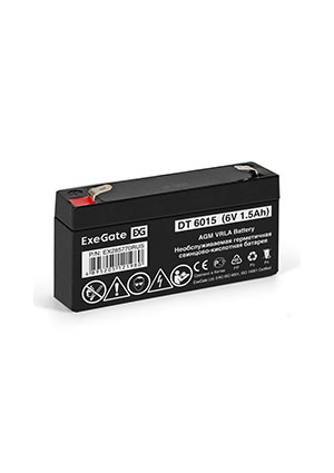 ExeGate DT 6015, Аккумулятор свинцовый 6В-1.5Ач 97х24х58, клеммы F1 аккумуляторы свинцовые