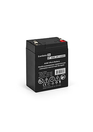 ExeGate DT 4045, Аккумулятор свинцовый 4В-4.5Ач 70х47х105, клеммы F1 аккумуляторы свинцовые