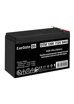 ExeGate DTM 1209, Аккумулятор свинцовый 12В-9Ач 151х65х100, клеммы F2 аккумуляторы свинцовые