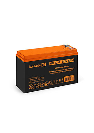 ExeGate HR 12-6, Аккумулятор свинцовый 12В-6Ач 151х51х100, клеммы F2+ F1- аккумуляторы свинцовые
