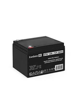 ExeGate DTM 1226, Аккумулятор свинцовый 12В-26Ач 166х175х126, под болт М5 аккумуляторы свинцовые
