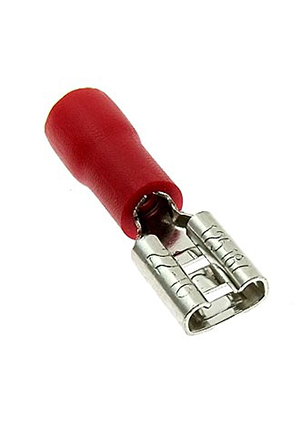 RUICHI FDD1.25-187 red, Клемма ножевая изолированная F-типа (гнездо) RUICHI FDD 1.25-187 мм, красная клеммы ножевые быстрого соединения