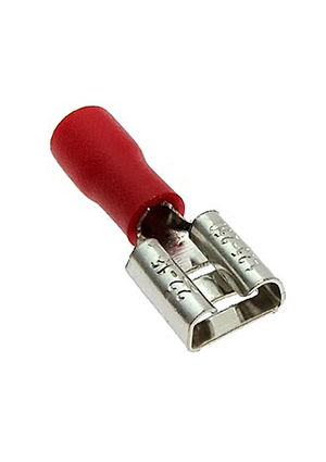 RUICHI FDD1.25-250 red, Клемма ножевая изолированная F-типа (гнездо) RUICHI FDD 1.25-250 мм, красная клеммы ножевые быстрого соединения