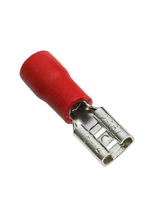 RUICHI FDD2-187 red, Клемма ножевая изолированная F-типа (гнездо) RUICHI FDD 2-187, красная клеммы ножевые быстрого соединения