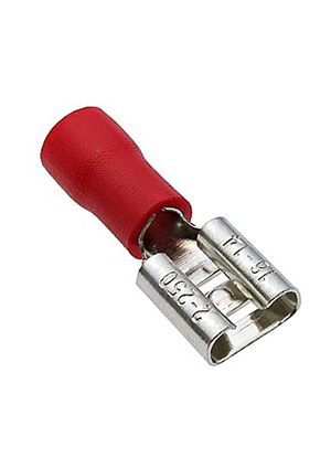 RUICHI FDD2-250 red, Клемма ножевая изолированная F-типа (гнездо) RUICHI FDD 2-250 мм, красная клеммы ножевые быстрого соединения
