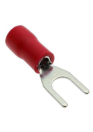 RUICHI SV1.25-4 red, Клемма тип U изолированная RUICHI SV1.25-4, красная клеммы ножевые быстрого соединения