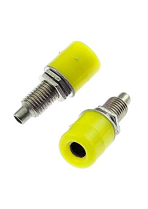 RUICHI Z011 4mm panel jack YELLOW, Гнездо RUICHI Z011 4 мм panel jack желтый, на панель под пайку аксессуары для корпусов