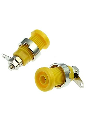 RUICHI Z016 4mm panel jack YELLOW, Гнездо RUICHI Z016 4 мм panel jack желтый, на панель под пайку аксессуары для корпусов