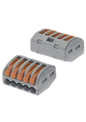 WAGO 222-415 WAGO, Клемма зажимная соединительная WAGO 222-415, 5-ти контактная, безвинтовая, 20 А, корпу клеммные зажимы