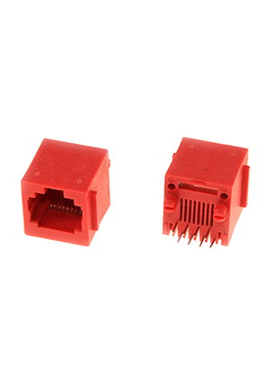 RUICHI TJ3-8P8C red, Разъём RJ RUICHI TJ3-8P8C красный под пайку разъемы телефонные и сетевые