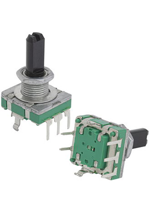 RUICHI PEC16 24/24 20mm pushpin, Энкодер инкрементальный двухканальный с переключателем RUICHI PEC16, SPST датчики угла (энкодеры)