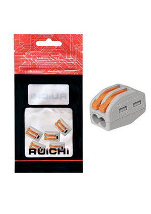 RUICHI Клеммник (222-412) (5шт./уп.), Клемма зажимная соединительная 2-контактная RUICHI 222-412, 32 А, 250 клеммные зажимы