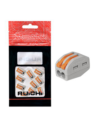 RUICHI Клеммник (222-412) (10шт./уп.), Клемма зажимная соединительная 2-контактная RUICHI 222-412, 32 А, 25 клеммные зажимы