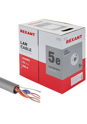REXANT 01-0023 U/UTP 5e PVC 2PR 24AWG 305м витые пары (STP, UTP)