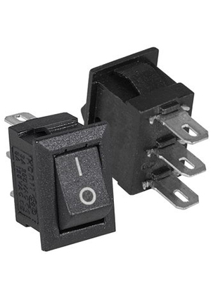 RUICHI KCD5-112-C3-B/3P on-on, Клавишный переключатель RUICHI KCD5-112-C3-B/3P, ON-ON, 3 контакта, черный переключатели клавишные