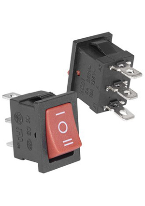 RUICHI KCD1-103-C6-R/3P on-off-on, Клавишный переключатель RUICHI KCD1-103-C6-R/3P, ON-OFF-ON, 3 контакта, переключатели клавишные