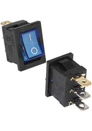 RUICHI KCD1-101-C3-BL/3P on-off, Клавишный переключатель RUICHI KCD1-101-C3-BL/3P, ON-OFF, 3 контакта, голу переключатели клавишные