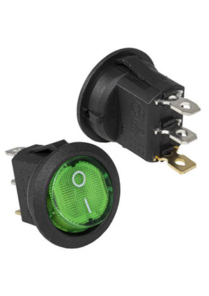 RUICHI KCD1-101N-8-C3-G/3P on-off, Клавишный переключатель с подсветкой RUICHI KCD1-101N-8-C3-G/3P, ON-OFF, переключатели клавишные