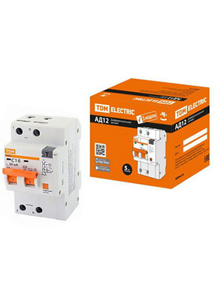 TDM electric АД12 2P C16 30мА 4.5Ка тип АС 3 мод выключатели