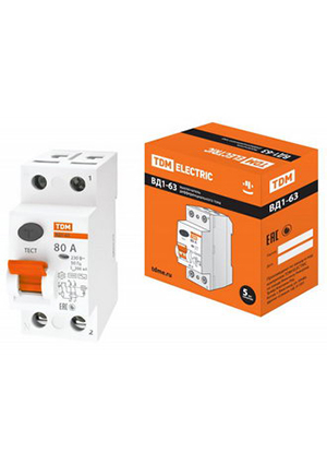TDM electric ВД1-63 2Р 80А 300мА выключатели