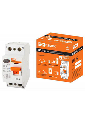 TDM electric ВД1-63 2Р 16А 30мА тип А выключатели