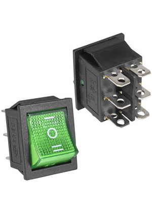 RUICHI KCD4-203N-C6-G/6P on-off-on, Клавишный переключатель RUICHI KCD4-203N-C6-G/6P, ON-OFF-ON переключатели клавишные