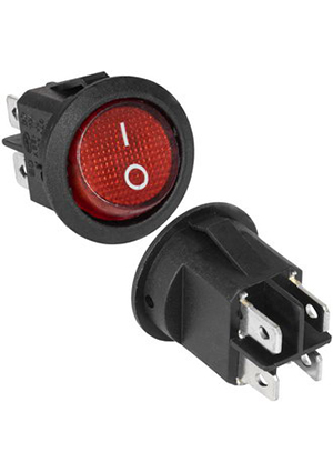 RUICHI KCD1-201N-5-C3-R/4P on-off, Клавишный переключатель RUICHI KCD1-201N-5-C3-R/4P, ON-OFF переключатели клавишные