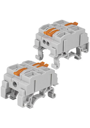 RUICHI СМК 6412-R, Зажим-клемма RUICHI СМК 6412-R, 2 контакта, 24 А, 450 В, на DIN-рейку, корпус PA66 клеммные зажимы