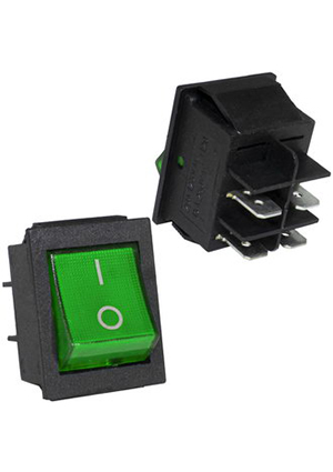 RUICHI IRS-201-2C on-off зеленый, Клавишный переключатель RUICHI IRS-201-2C, ON-OFF, зеленый переключатели клавишные