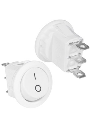 RUICHI KCD5-101-C6-W/3P on-off, Клавишный переключатель RUICHI KCD5-101-C6-W/3P, ON-OFF, 3 контакта, белый переключатели клавишные