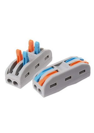 RUICHI PCT-202, Клемма зажимная проходная RUICHI PCT-202, аналог WAGO, на 2 провода 4-х контактная, 24 А, 2 клеммные зажимы