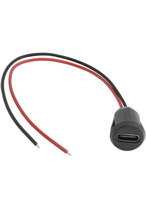 RUICHI TYPE-C-2pin-D, Разъём TYPE-C-2Pin-D RUICHI, длина кабеля 155 мм, 2 контакта под пайку, 5 А, 5 В, кор разьемы USB