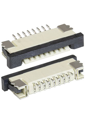 RUICHI FPC/FFC 1.0mm 08A, FPC/FFC разъем для гибких плоских печатных шлейфов и печатных плат RUICHI, шаг ко разъемы на гибкий кабель FFC/FPC