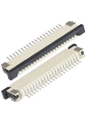 RUICHI FPC/FFC 1.0mm 20A, FPC/FFC разъем для гибких плоских печатных шлейфов и печатных плат RUICHI, шаг ко разъемы на гибкий кабель FFC/FPC