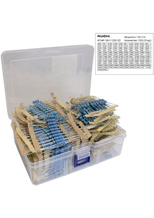 RUICHI KIT-MF-100-1-1220-122, Набор выводных металлопленочных резисторов RUICHI KIT-MF-100-1-1220-122, 1220 наборы резисторов