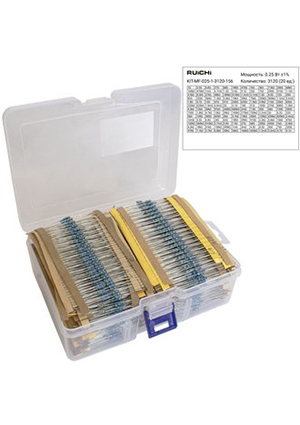 RUICHI KIT-MF-025-1-3120-156, Набор выводных металлопленочных резисторов RUICHI KIT-MF-025-1-3120-156, 3120 наборы резисторов