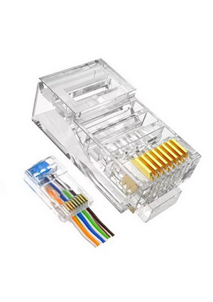 RUICHI RJ45 (TP-8P8C) Cat5E сквозной, Разъем RUICHI RJ45 (TP-8P8C) Cat5E сквозной разъемы телефонные и сетевые